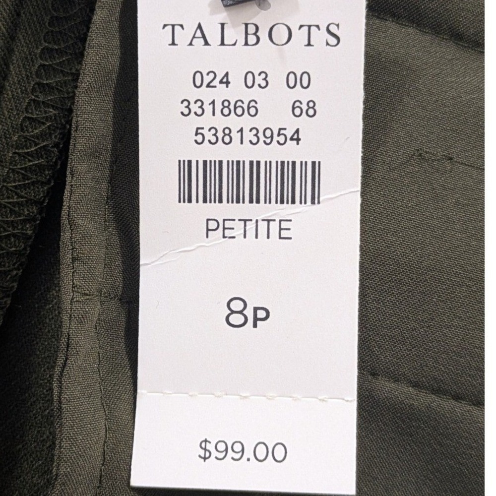 Talbots Cambridge Pant 8P Olive Green Straight Leg Workwear Office Capsule NWT - Picture 7 of 10